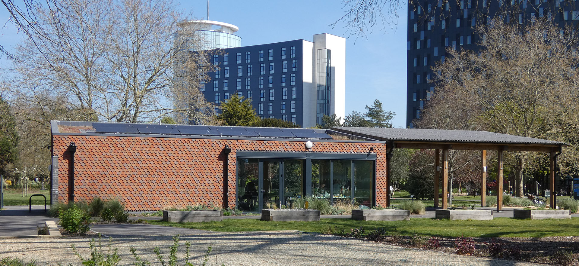handmade mixed colour blend of arrowhead tiles The Green House in Victoria Park Portsmouth